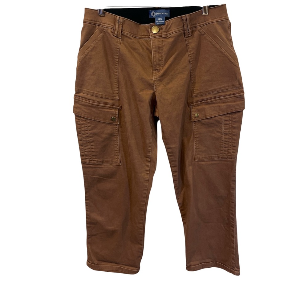 Democracy Ab Solution Cargo Pants Brown Stretch Freedom Ankle Skimmer Sz 16W